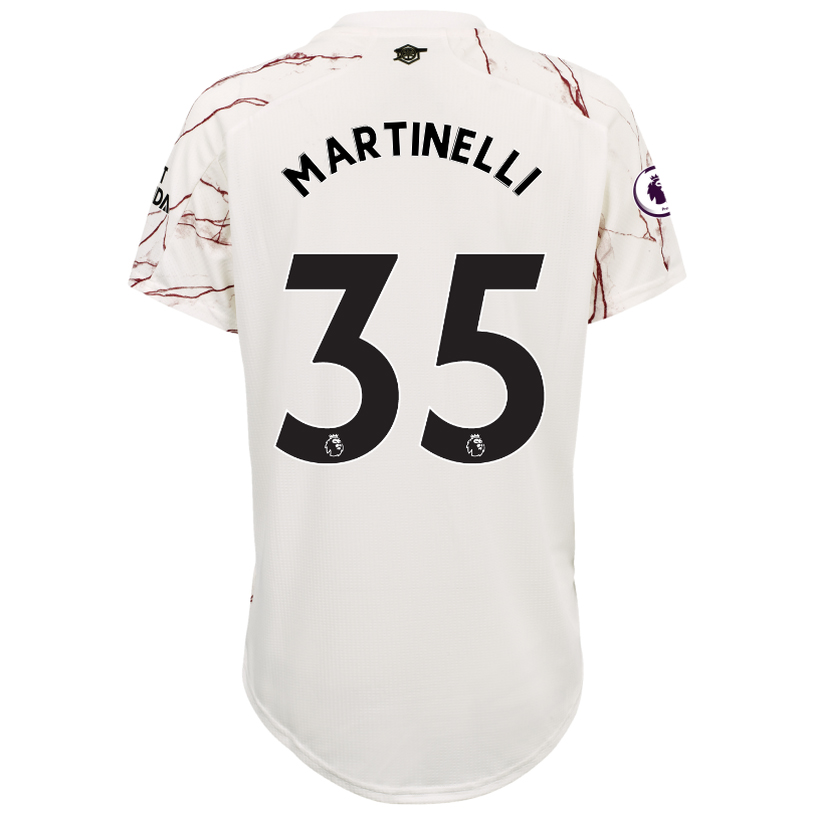 Damen Fußball Gabriel Martinelli #35 Auswärtstrikot Weiß Trikot 2020/21 Hemd