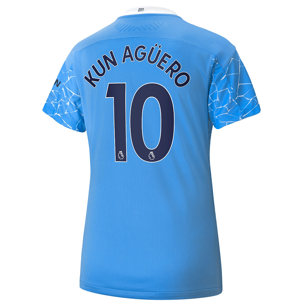 Damen Fußball Sergio Aguero #10 Heimtrikot Blau Trikot 2020/21 Hemd