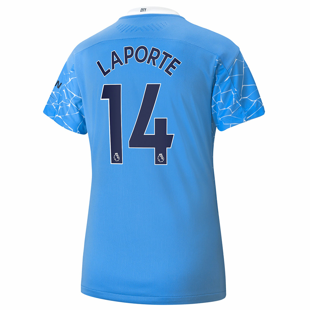 Damen Fußball Aymeric Laporte #14 Heimtrikot Blau Trikot 2020/21 Hemd