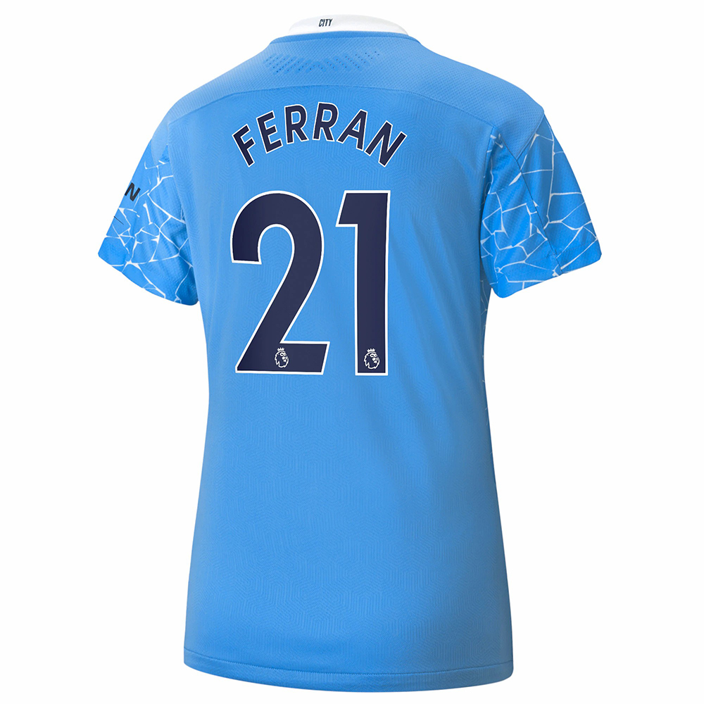 Damen Fußball Ferran Torres #21 Heimtrikot Blau Trikot 2020/21 Hemd