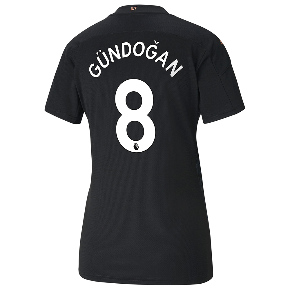 Damen Fußball Ilkay Gundogan #8 Auswärtstrikot Schwarz Trikot 2020/21 Hemd
