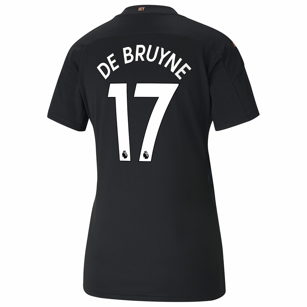 Damen Fußball Kevin De Bruyne #17 Auswärtstrikot Schwarz Trikot 2020/21 Hemd