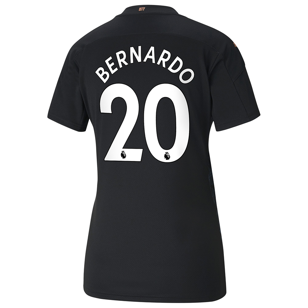 Damen Fußball Bernardo Silva #20 Auswärtstrikot Schwarz Trikot 2020/21 Hemd