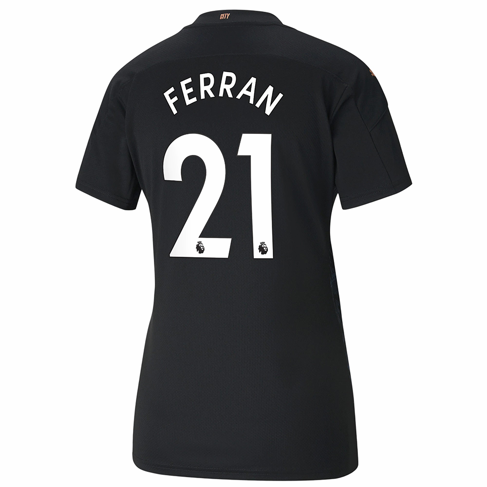 Damen Fußball Ferran Torres #21 Auswärtstrikot Schwarz Trikot 2020/21 Hemd