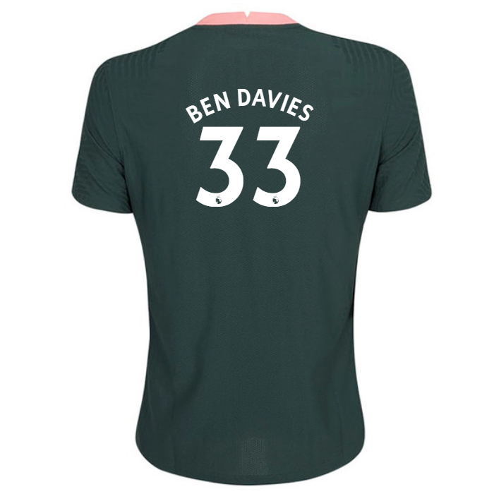 Damen Fußball Ben Davies #33 Auswärtstrikot Dunkelgrün Trikot 2020/21 Hemd