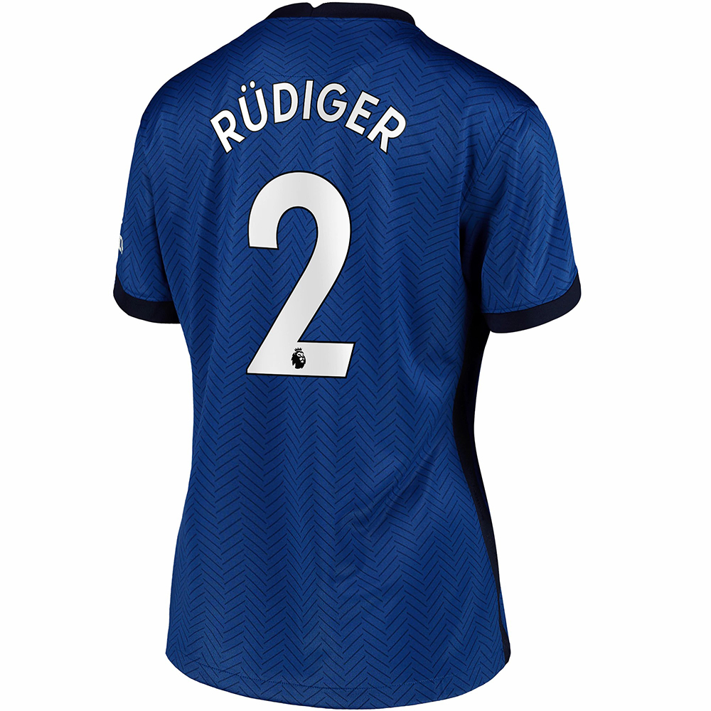 Damen Fußball Antonio Rudiger #2 Heimtrikot Blau Trikot 2020/21 Hemd