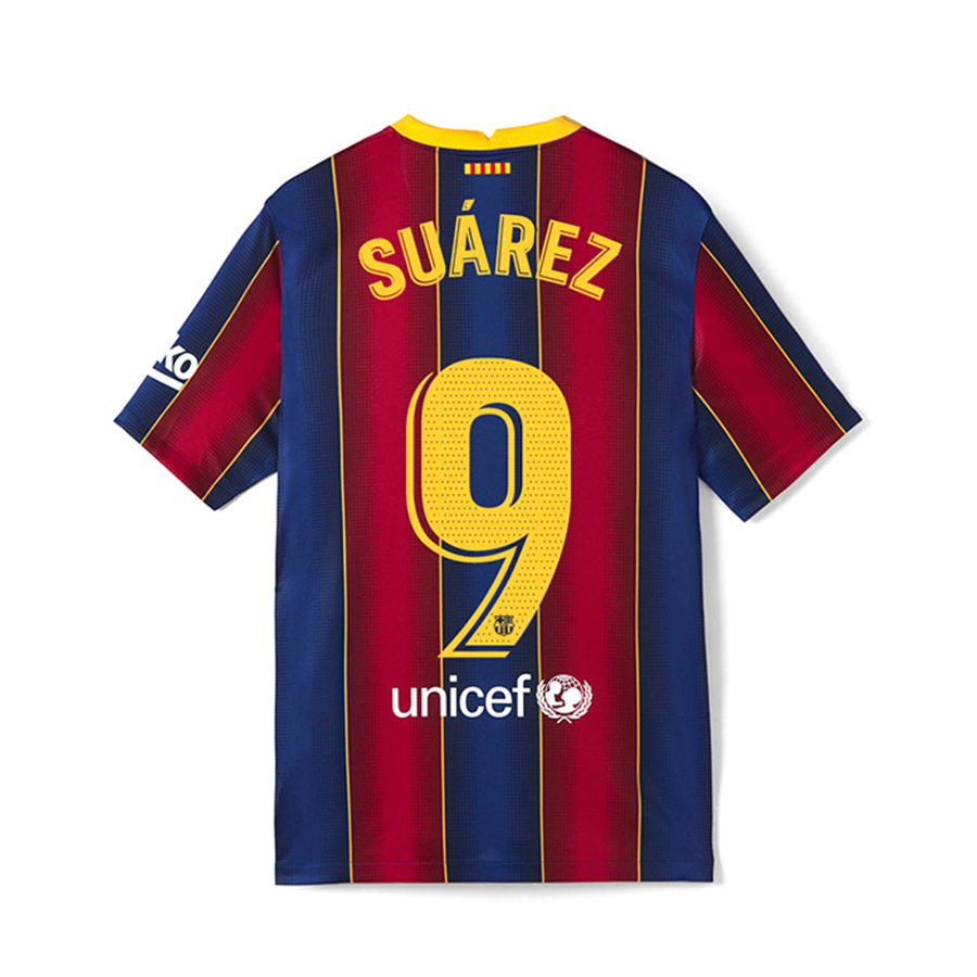 Damen Fußball Luis Suarez #9 Heimtrikot Rot Blau Trikot 2020/21 Hemd