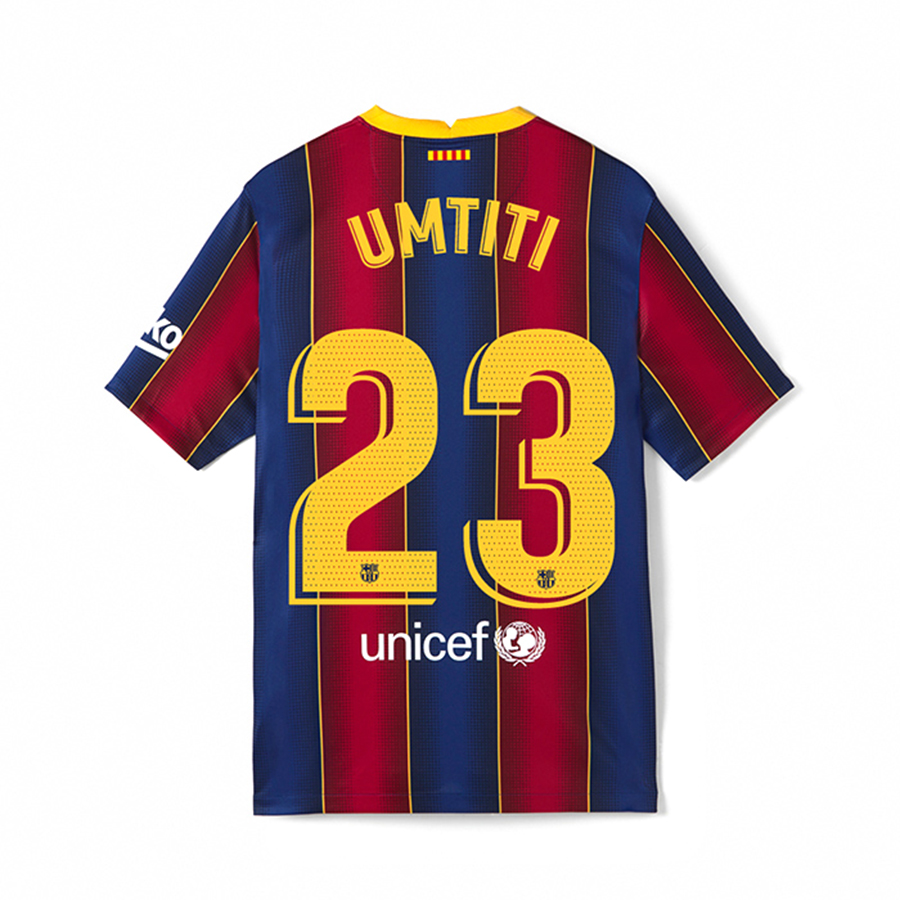 Damen Fußball Samuel Umtiti #23 Heimtrikot Rot Blau Trikot 2020/21 Hemd