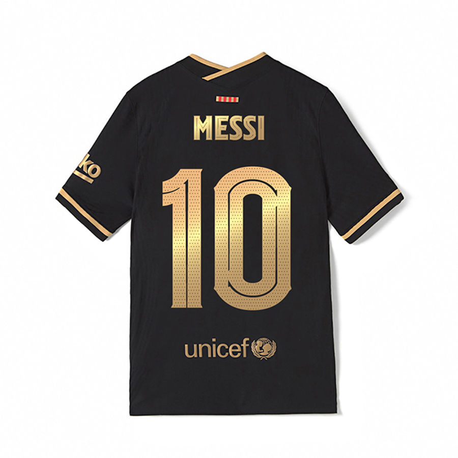 Damen Fußball Lionel Messi #10 Auswärtstrikot Schwarz Trikot 2020/21 Hemd