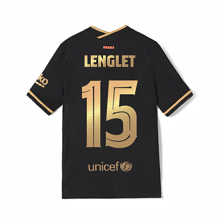 Damen Fußball Clement Lenglet #15 Auswärtstrikot Schwarz Trikot 2020/21 Hemd