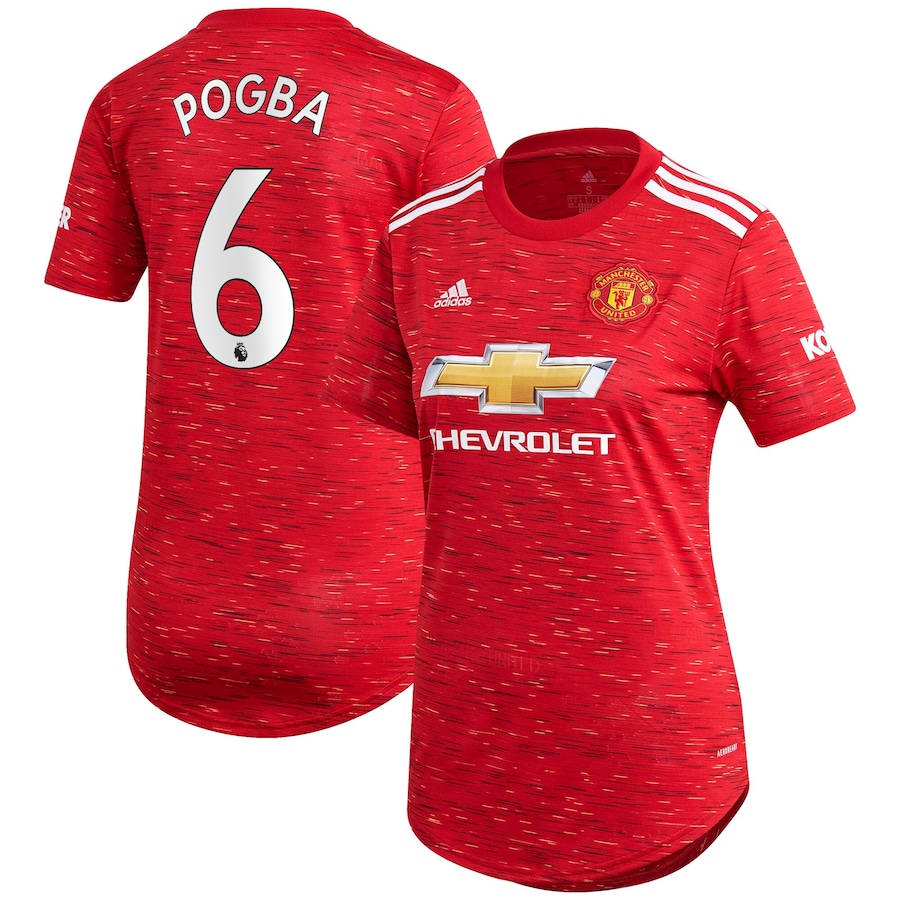 Damen Fußball Paul Pogba #6 Heimtrikot Rot Trikot 2020/21 Hemd
