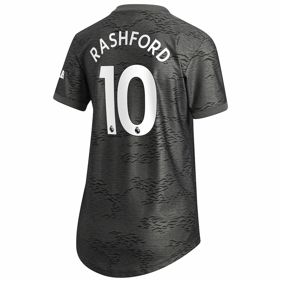 Damen Fußball Marcus Rashford #10 Auswärtstrikot Schwarz Trikot 2020/21 Hemd