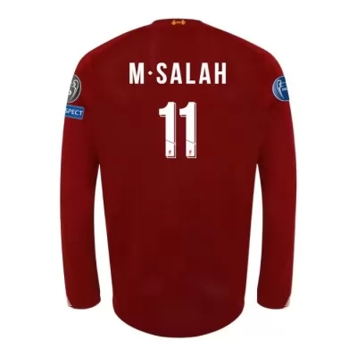 Herren Fußball Mohamed Salah 11 Heimtrikot Rot Langarmtrikot 2019/20 Hemd