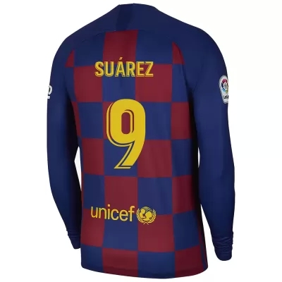 Herren Fußball Luis Suarez 9 Heimtrikot Blau Rot Langarmtrikot 2019/20 Hemd
