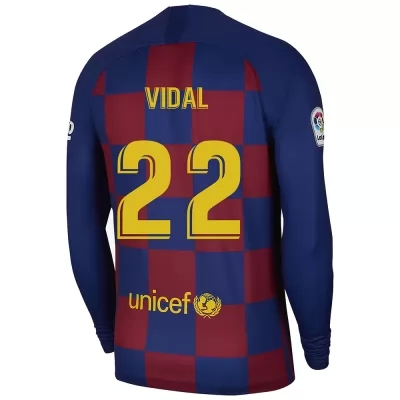 Herren Fußball Arturo Vidal 22 Heimtrikot Blau Rot Langarmtrikot 2019/20 Hemd
