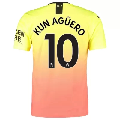 Herren Fußball Sergio Kun Aguero 10 Ausweichtrikot Gelb Orange Trikot 2019/20 Hemd