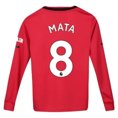 Kinder Fußball Juan Mata 8 Heimtrikot Rot Langarmtrikot 2019/20 Hemd
