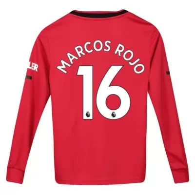 Kinder Fußball Marcos Rojo 16 Heimtrikot Rot Langarmtrikot 2019/20 Hemd