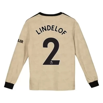 Kinder Fußball Victor Lindelof 2 Auswärtstrikot Champagner Langarmtrikot 2019/20 Hemd