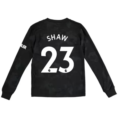 Kinder Fußball Luke Shaw 23 Ausweichtrikot Schwarz Langarmtrikot 2019/20 Hemd