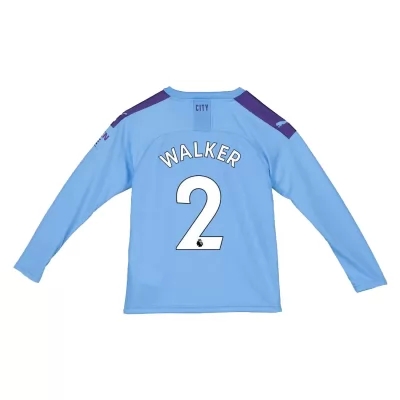 Kinder Fußball Kyle Walker 2 Heimtrikot Blau Langarmtrikot 2019/20 Hemd