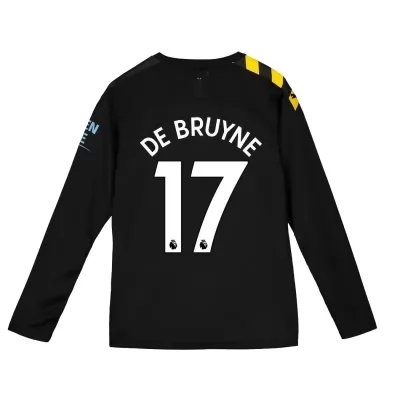 Kinder Fußball Kevin De Bruyne 17 Auswärtstrikot Schwarz Langarmtrikot 2019/20 Hemd