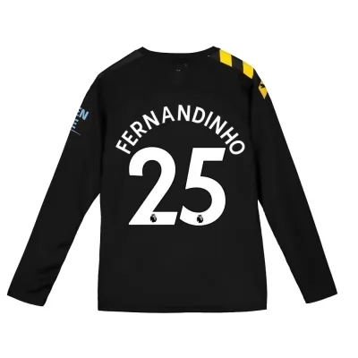 Kinder Fußball Fernandinho 25 Auswärtstrikot Schwarz Langarmtrikot 2019/20 Hemd