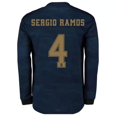 Kinder Fußball Sergio Ramos 4 Auswärtstrikot Marine Langarmtrikot 2019/20 Hemd