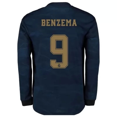 Kinder Fußball Karim Benzema 9 Auswärtstrikot Marine Langarmtrikot 2019/20 Hemd