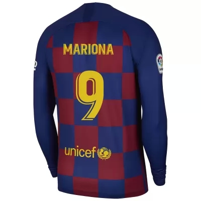 Kinder Fußball Mariona Caldentey 9 Heimtrikot Blau Rot Langarmtrikot 2019/20 Hemd