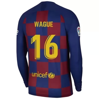 Kinder Fußball Moussa Wague 16 Heimtrikot Blau Rot Langarmtrikot 2019/20 Hemd