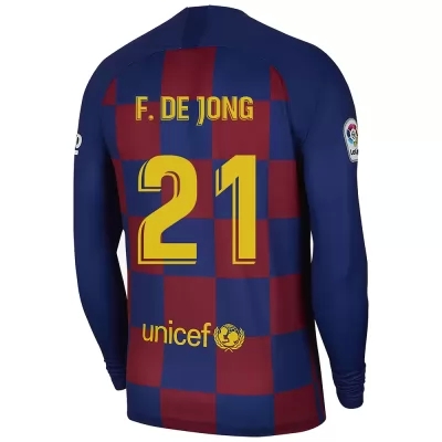 Kinder Fußball Frenkie De Jong 21 Heimtrikot Blau Rot Langarmtrikot 2019/20 Hemd