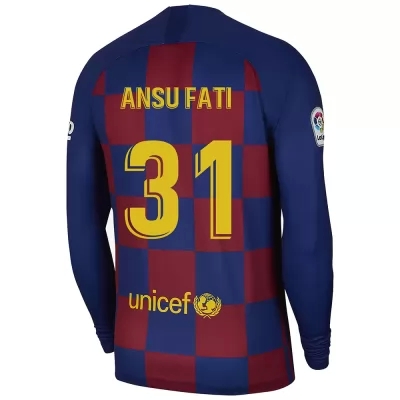 Kinder Fußball Ansu Fati 31 Heimtrikot Blau Rot Langarmtrikot 2019/20 Hemd
