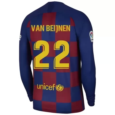 Kinder Fußball Mike Van Beijnen 22 Heimtrikot Blau Rot Langarmtrikot 2019/20 Hemd