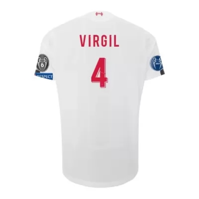 Kinder Fußball Virgil Van Dijk 4 Auswärtstrikot Weiß Trikot 2019/20 Hemd