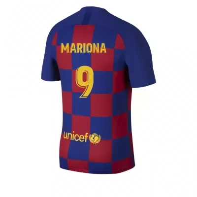 Kinder Fußball Mariona Caldentey 9 Heimtrikot Blau Rot Trikot 2019/20 Hemd