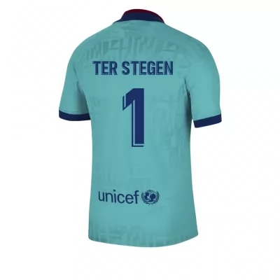 Kinder Fußball Marc-Andre ter Stegen 1 Ausweichtrikot Blau Trikot 2019/20 Hemd