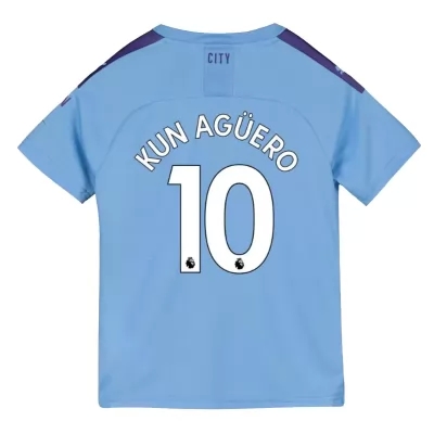Kinder Fußball Sergio Kun Aguero 10 Heimtrikot Blau Trikot 2019/20 Hemd