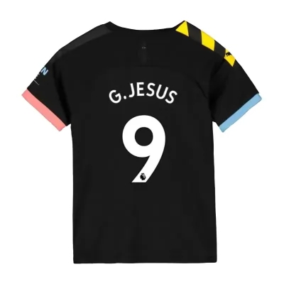 Kinder Fußball Gabriel Jesus 9 Auswärtstrikot Schwarz Trikot 2019/20 Hemd