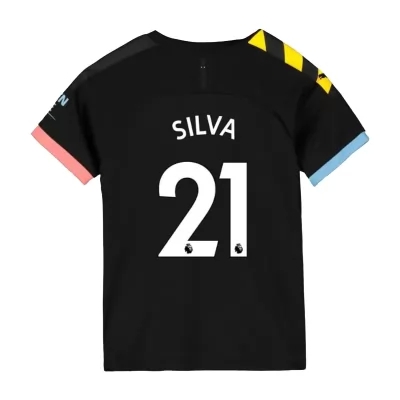Kinder Fußball David Silva 21 Auswärtstrikot Schwarz Trikot 2019/20 Hemd