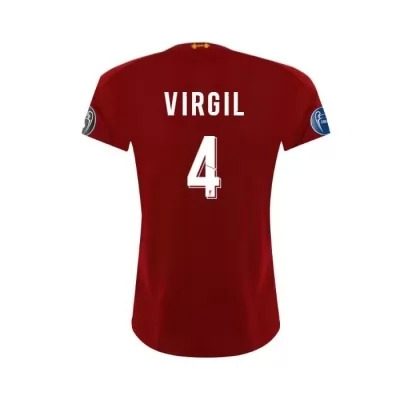 Damen Fußball Virgil van Dijk 4 Heimtrikot Rot Trikot 2019/20 Hemd