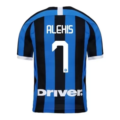 Damen Fußball Alexis Sanchez 7 Heimtrikot Blau Schwarz Trikot 2019/20 Hemd