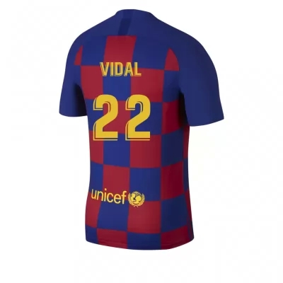 Damen Fußball Arturo Vidal 22 Heimtrikot Blau Rot Trikot 2019/20 Hemd