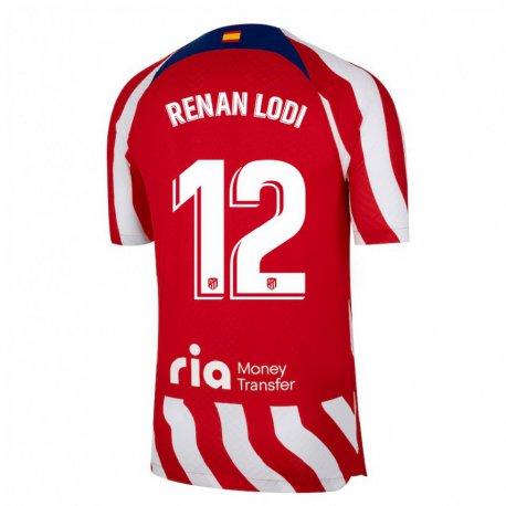 Kandiny Kinder Renan Lodi #12 Rot Weiß Blau Heimtrikot Trikot 2022/23 T-shirt