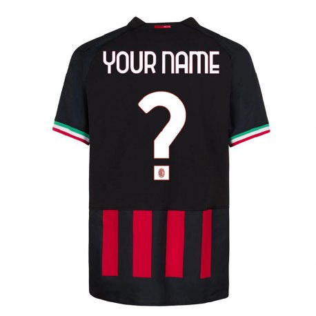 Kandiny Kinder Ihren Namen #0 Schwarz Rot Heimtrikot Trikot 2022/23 T-shirt