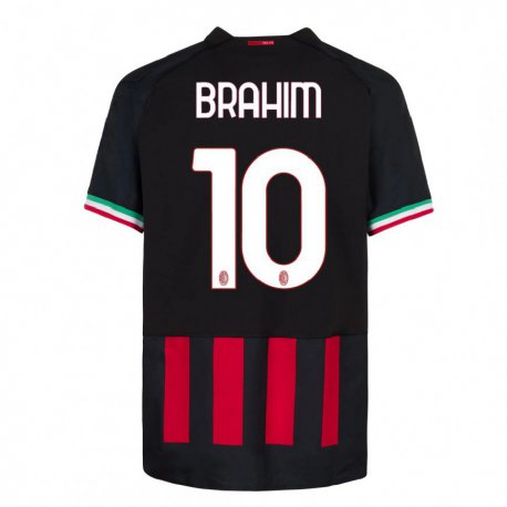 Kandiny Kinder Brahim Diaz #10 Schwarz Rot Heimtrikot Trikot 2022/23 T-shirt