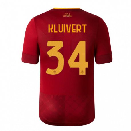 Kandiny Kinder Justin Kluivert #34 Rotbraun Heimtrikot Trikot 2022/23 T-shirt