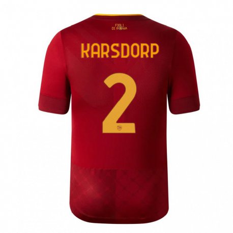 Kandiny Kinder Rick Karsdorp #2 Rotbraun Heimtrikot Trikot 2022/23 T-shirt