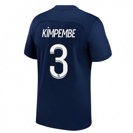 Kandiny Kinder Presnel Kimpembe #3 Dunkelblau Rot Heimtrikot Trikot 2022/23 T-shirt