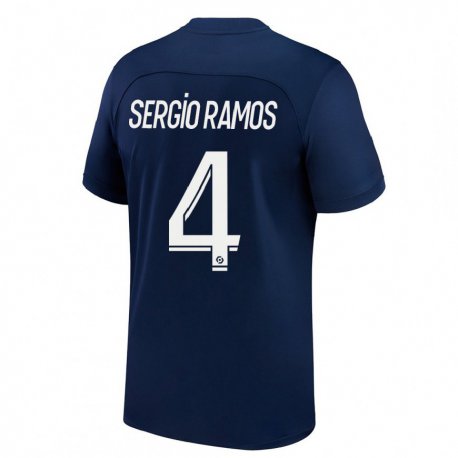 Kandiny Kinder Sergio Ramos #4 Dunkelblau Rot Heimtrikot Trikot 2022/23 T-shirt